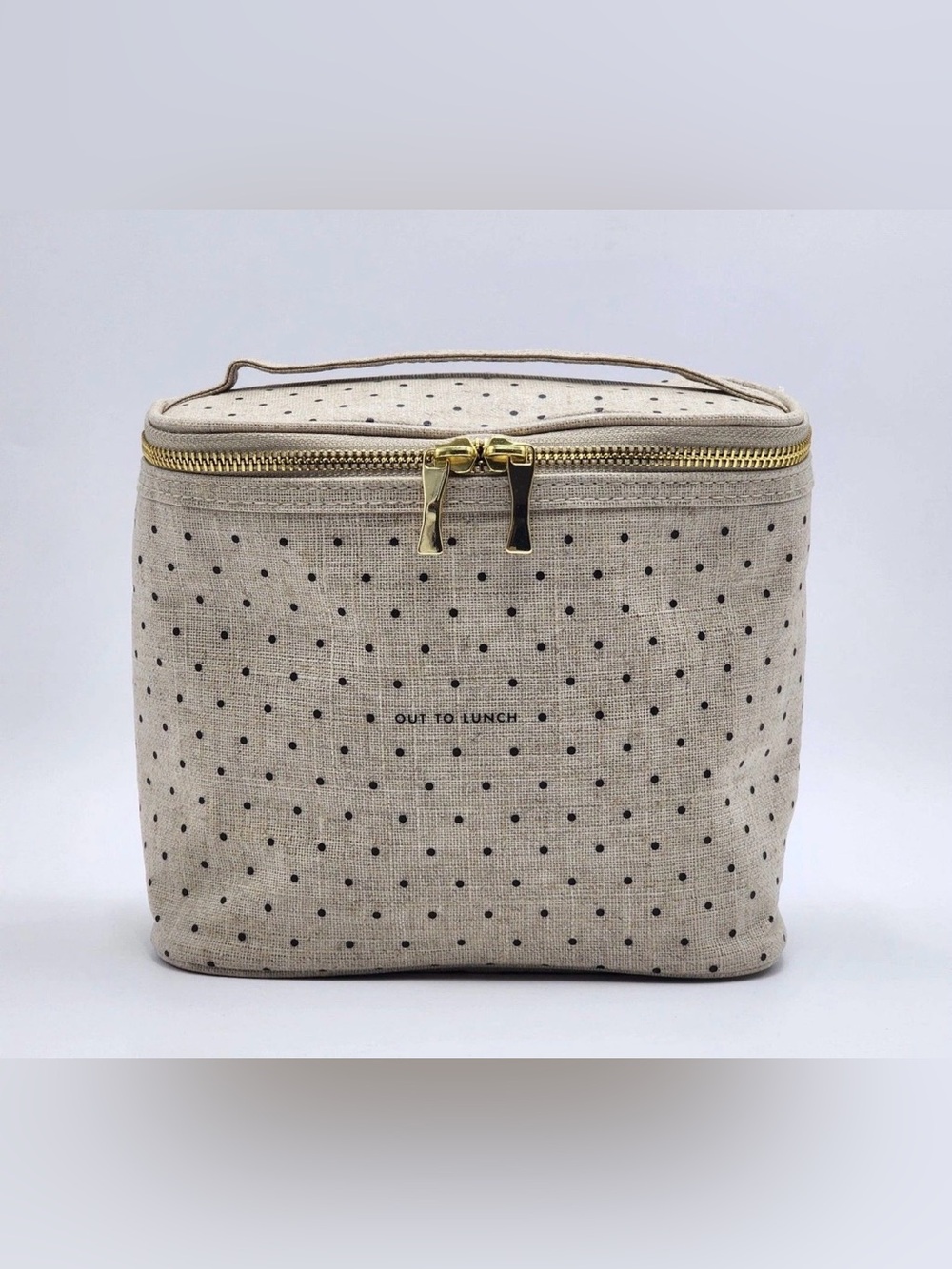 Kate Spade Out To Lunch Insulated Lunch Snack Cooler Tote Bag Beige/Polka Dots